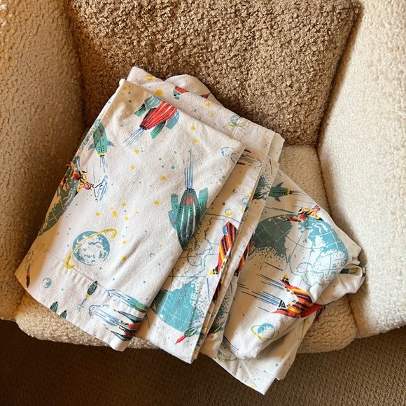 Hill Bedding Hill Glowinthedark White Rockets Flannel Sheet Set Twin Poshmark